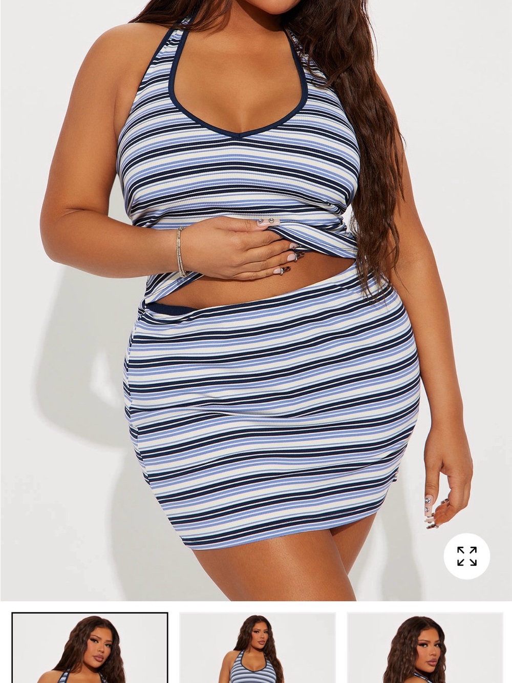Fashion Nova Lia Stripped Skort Set NWT